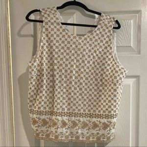 LOFT Cream and Mustard Blouse - XL - Worn Once